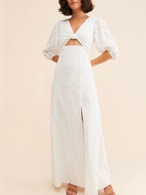 Anthropologie Hutch Eyelet Maxi Cutout Macy Dress White
